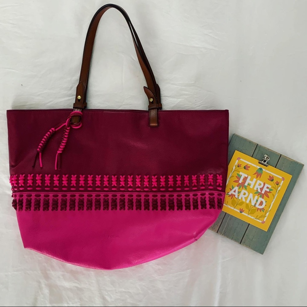 Fossil Leather Tote Bag